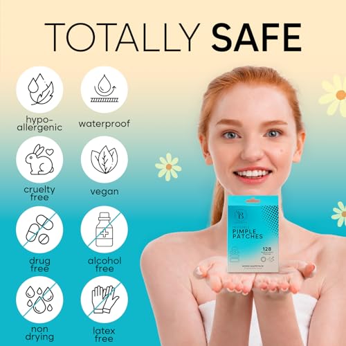 BLOOMORA Large Hydrocolloid Pimple Patches - 128 Count Variety Shapes