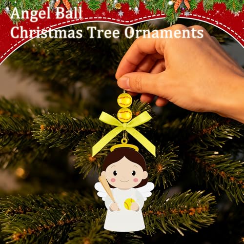 AKAIXI Wooden Softball Angel Easter Ornament Hanging Holiday Decor