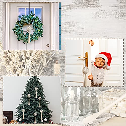 Macrame Christmas Ball Ornaments Snowflake Boho Tree Decoration - White 6 Pack
