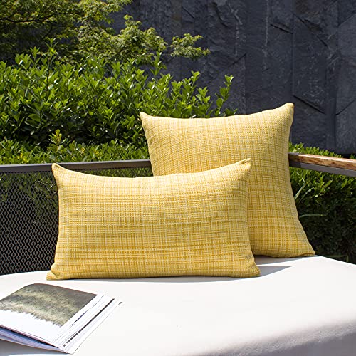 Kevin Textile Outdoor Waterproof Pillow Covers, 18x18 Inch, Yellow (2 Pack)