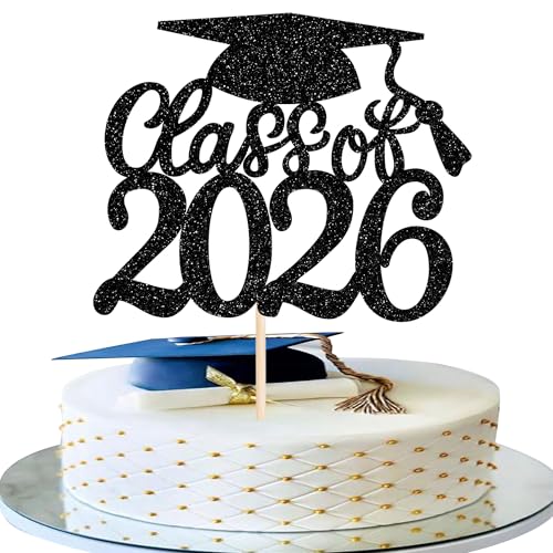 Class of 2026 Graduation Cake Topper - Glitter Decor for Parties