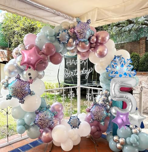 Frozen 3rd Birthday Snowflake Balloon Set - 7Pcs 40" Foil Balloons