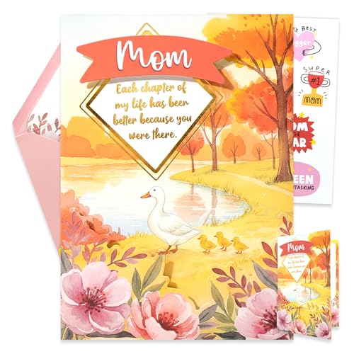 Gold Foil 5x7 Mother's Day Card for Mom with Envelope & Stickers