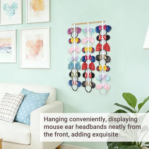 Dahey Wall-Mounted Headband Organizer for Girls - Holds 21 Hair Accessories