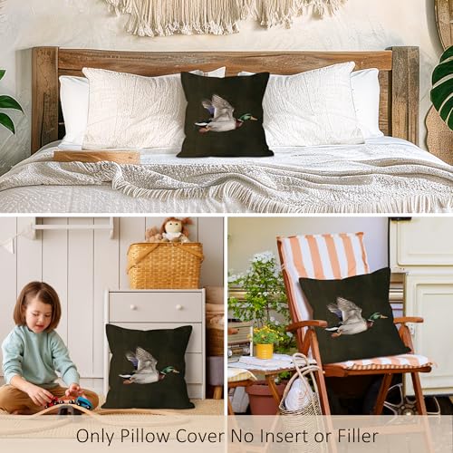Farmhouse Vintage Mallard Throw Pillow Cover - 18x18 Inch