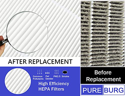 PUREBURG HS-1957 Replacement Filters Compatible with Crane EE-5073 & Black + Decker AP-1408 AP1408 BXFD52006GB Air Purifier fan,3-Pack H13 Air Clean Dust VOCs Odor PM2.5