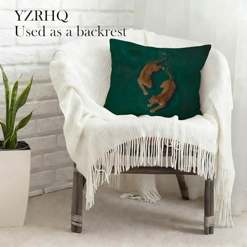 Leopard Print Throw Pillow Cover, Color-3 Retro Dark Green 18x18 Flannel