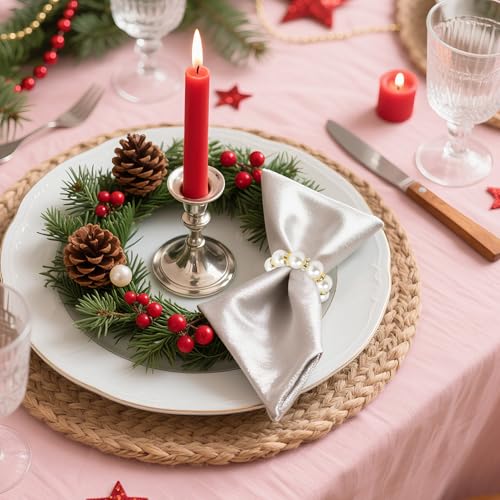 20Pcs Gold Pearl Napkin Ring Set - Wedding Party Table Decor Aa-Gold