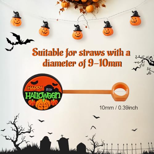 8PCS Halloween Silicone Straw Covers for Stanley Tumblers 10mm