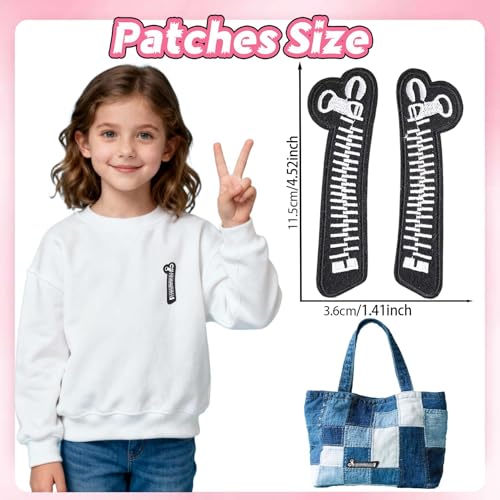 Funny Black Zipper Embroidered Iron-On Patch for Denim