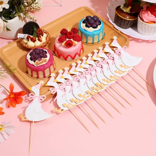 Silly Goose Cupcake Toppers - 12 Pcs Pink Birthday Party Decor