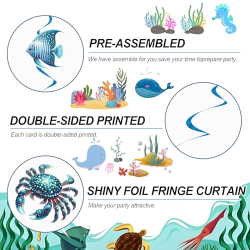 Blue Fish Hanging Swirls Decorations - Sea Animals Birthday Party Supplies