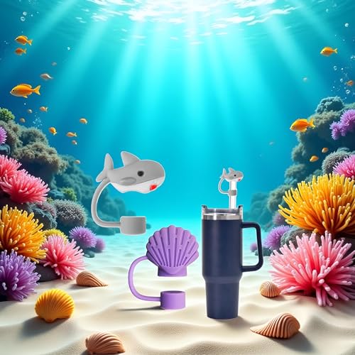 Marine Animal Silicone Straw Covers for Stanley Cups - Set of 3