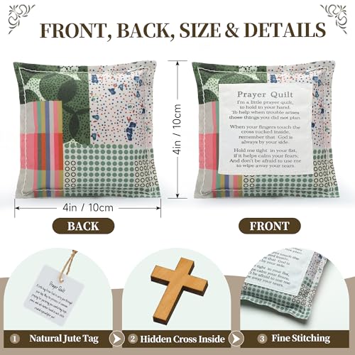 Pocket Prayer Quilt with Wooden Cross & Greeting Card | Christian Gift for Comfort and Encouragement