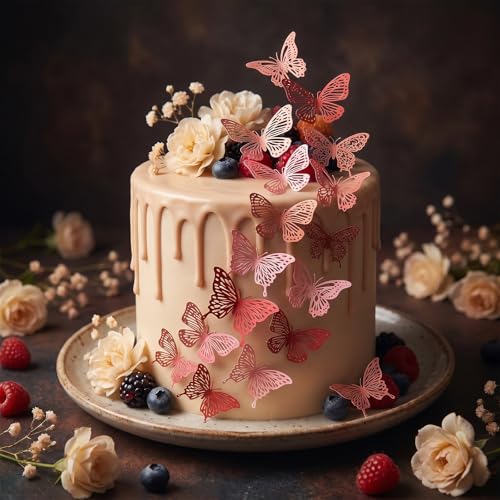 48 PCS Rose Gold 3D Butterfly Wall Decor - 4 Styles & 3 Sizes