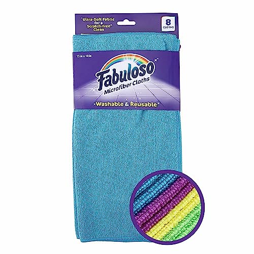 Fabuloso Microfiber Cleaning Cloths - Lint-Free, 13x13, 8 Pack
