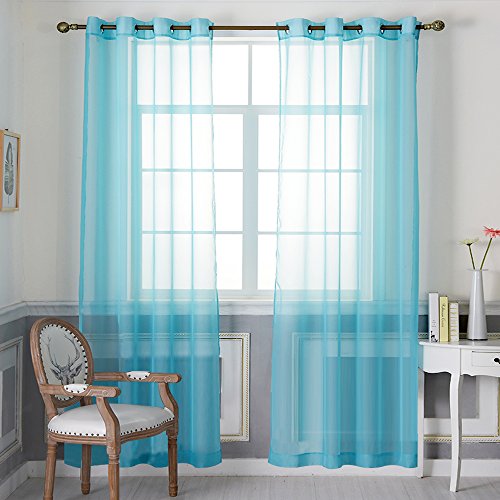 NICETOWN Sheer Curtains 54"W x 84"L - Baby Blue Voile Grommet Panels (Set of 2)