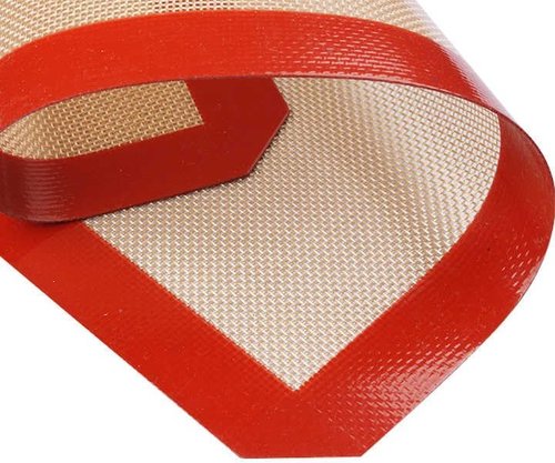 Good Dee's Silicone Baking Mats - Food Safe Non-Stick Baking Mats for Macaroons, Cookies & Pastry | 16.5” x 11.6” | Pack of 2 (Red & Beige)
