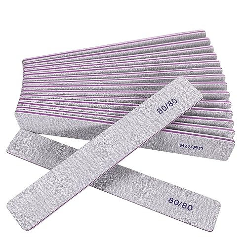 HomeyEra 80/80 Grit Nail Files 12 Pack - Heavy Coarse Emery Boards for Acrylic & Gel Nails