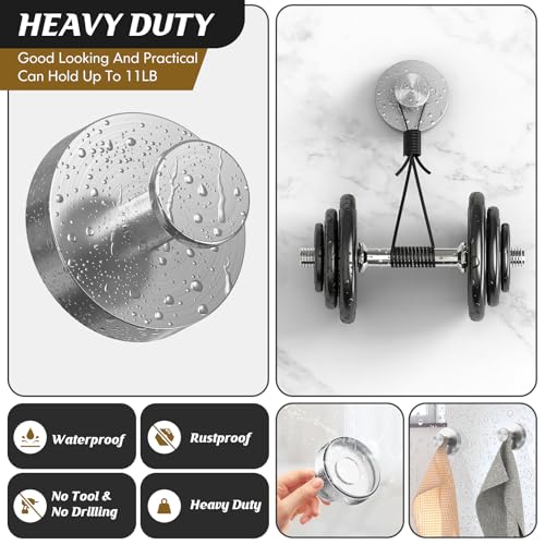 MOTAIPEAK Suction Cup Shower Hooks, Stainless Steel Towel Hooks - 2 Pack