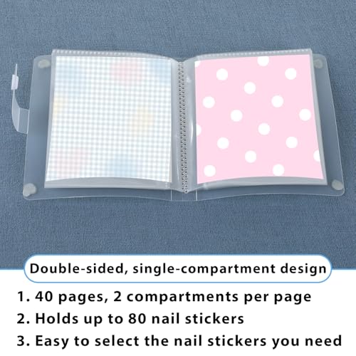Fyntave 80 Slots Nail Art Sticker Storage Book and Transparent Organizer