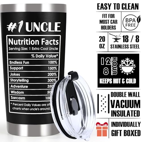 Uncle Gifts Tumbler - Christmas Gift for Uncles from Niece & Nephew - Best Uncle Ever Mug - Dad & Men Coffee Cup - Variation of Uncle Gifts Tumbler
