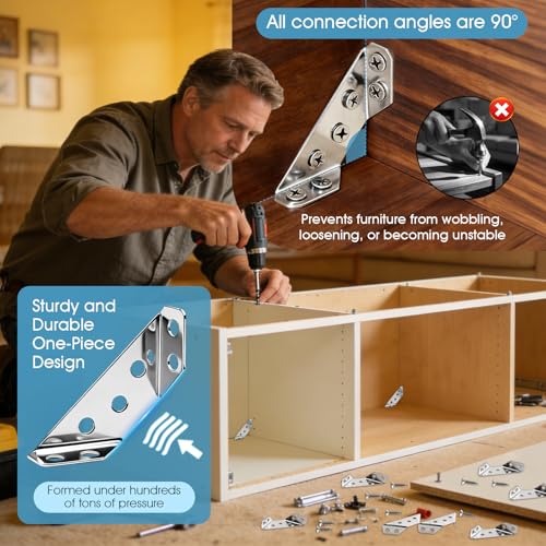 24-Pack Stainless Steel Corner Brackets - Heavy Duty 90 Degree Braces