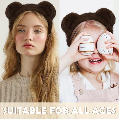 ACO-UINT Brown Bear Ears Headband Fluffy Animal Hairband for Cosplay