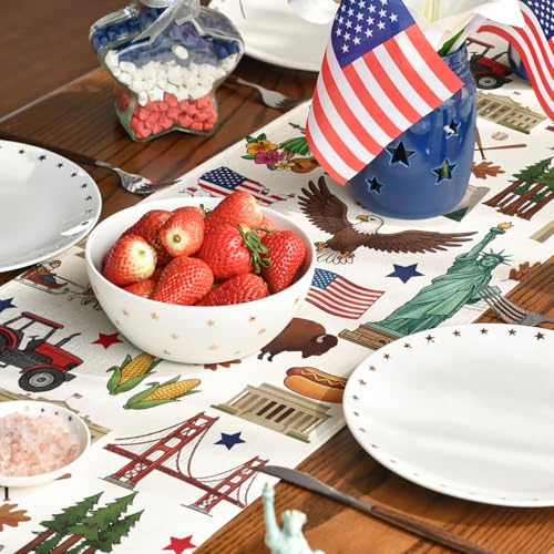 American Flag Eagle Table Runner 13x72 Inch for 4th of July