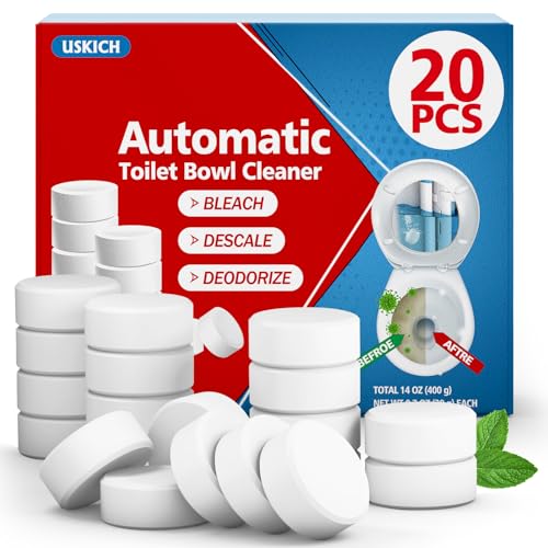 USKICH Toilet Bowl Cleaner Tablets - Automatic Bleach Tank Tablets (20 Pack)