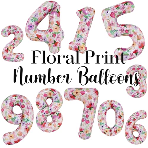 Floral Number 1 Balloon 40 Inch for 1st Birthday Garden Party Decorations - Flower 1