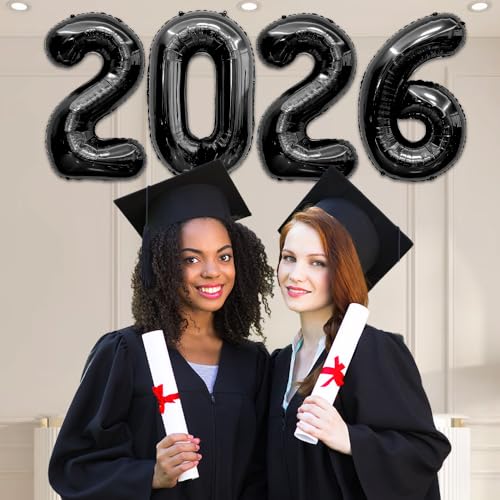 40 Inch Black 2026 Balloons for New Year & Graduation Decor