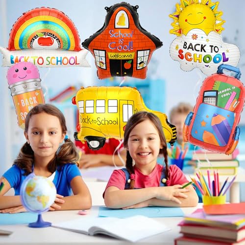 9Pcs Back to School Foil Balloon Set - School Bus, Pencil & Crayon Decor (3)