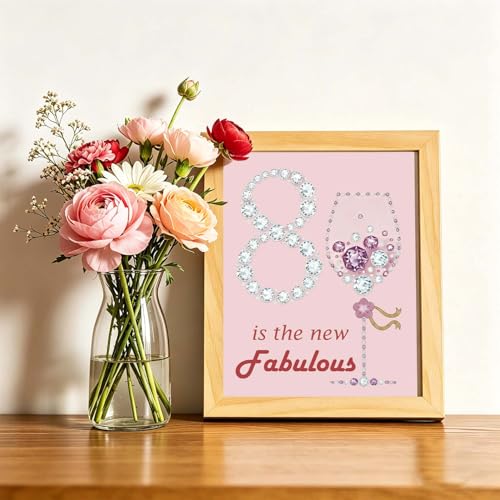 Elegant 80th Birthday Card for Her with Wine Glass Theme