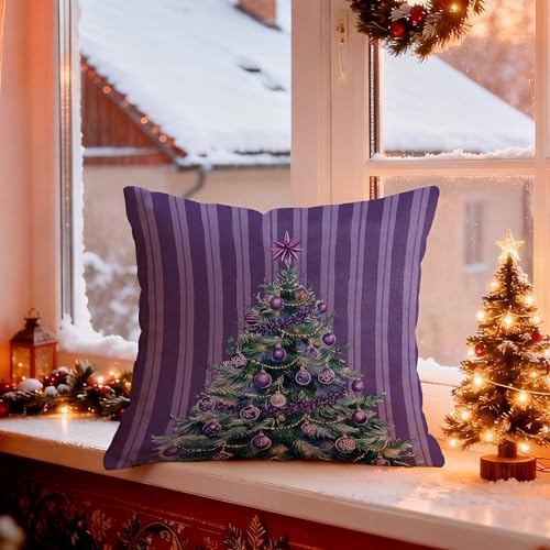 Awdschkj Purple Christmas Pillow Cover 18x18 Holiday Home Decor