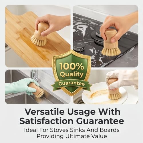 Eco-Friendly Bamboo Dish Brush Set with Natural Sisal Bristles