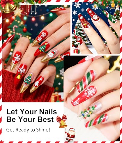 5D Christmas Nail Art Stickers Self-Adhesive Xmas Decals 8 Sheets