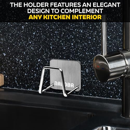 NADOBA Silver Stainless Steel Sink Sponge Holder Rust-Resistant Kitchen Organizer