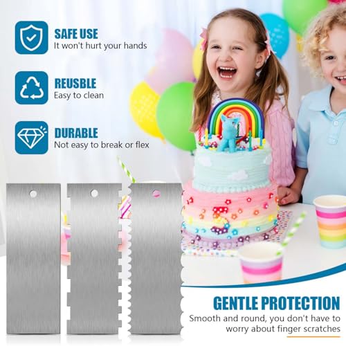SenseYo 3 Pcs 9 Inch Stainless Steel Cake Scrapers Double Sided Decorating Tools