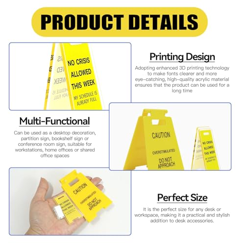 Funny Overstimulated Desk Signs - 2 Pcs Acrylic Office Decor
