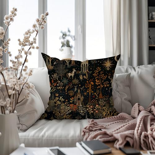 William Morris Inspired Botanical Throw Pillow Cover - Color-08, 18x18"