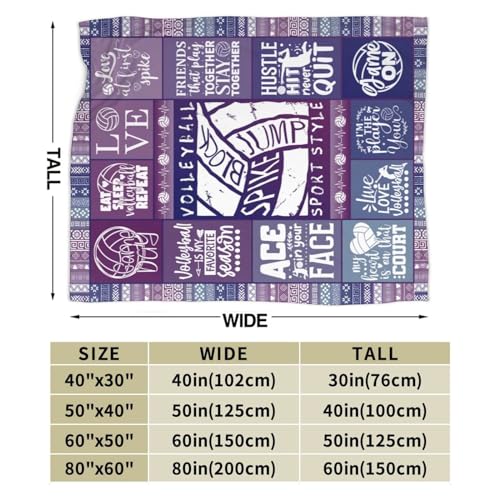 Volleyball Blanket for Kids Teens Adults 60 x 80 Inches - Twin Size