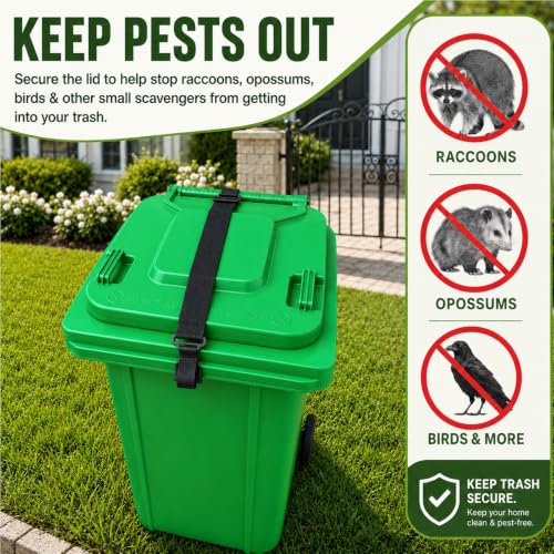 Adjustable Bear Proof Trash Can Lock Strap for 28-96 Gallon Bins