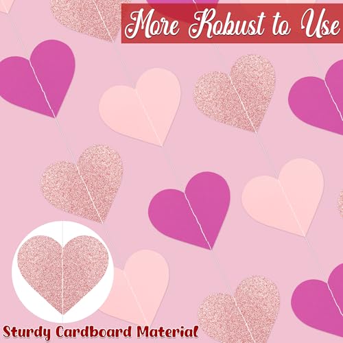 Valentine Heart Garland 8-Pack Glitter Love Banners for Home Decor