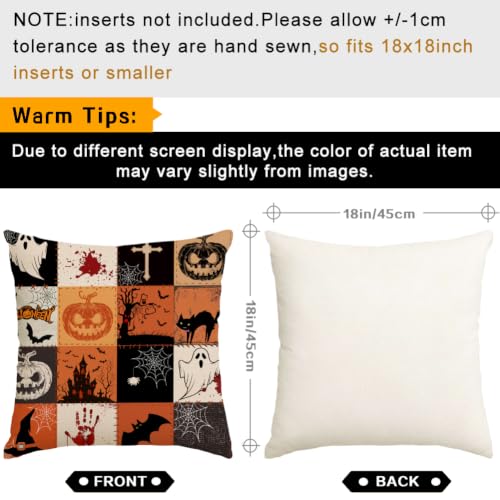 Halloween Pillow Cover 18x18 - Plaid Ghosts & Jack O'Lantern