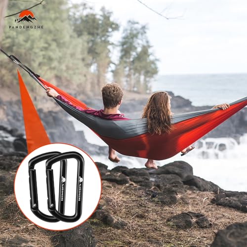 2 Pack Carabiner Clips, 3.2" Lightweight D Shape Carabeaner, Strong and Heavy Duty Hold Max 12KN (2697 lbs Each) for Large Dog Leash, Camping, Hiking, Hammock, Keychains