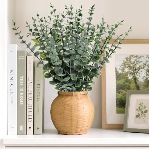 Sage Green Artificial Eucalyptus Stems - 40pcs for Indoor & Outdoor Decor