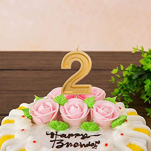 Luter Gold Glitter Number Birthday Candle 2.76 Inch Cake Topper Decoration