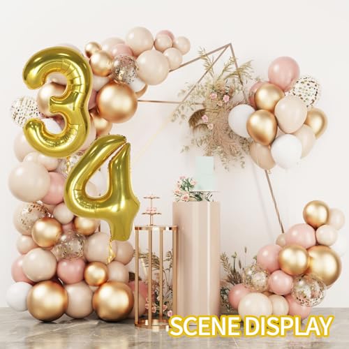 40 Inch Gold Number Balloons for Birthday & Party Decorations