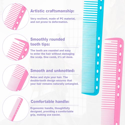 Jeffdad 9PCS Carbon Hair Cutting Combs - Heat Resistant Salon Styling Tool